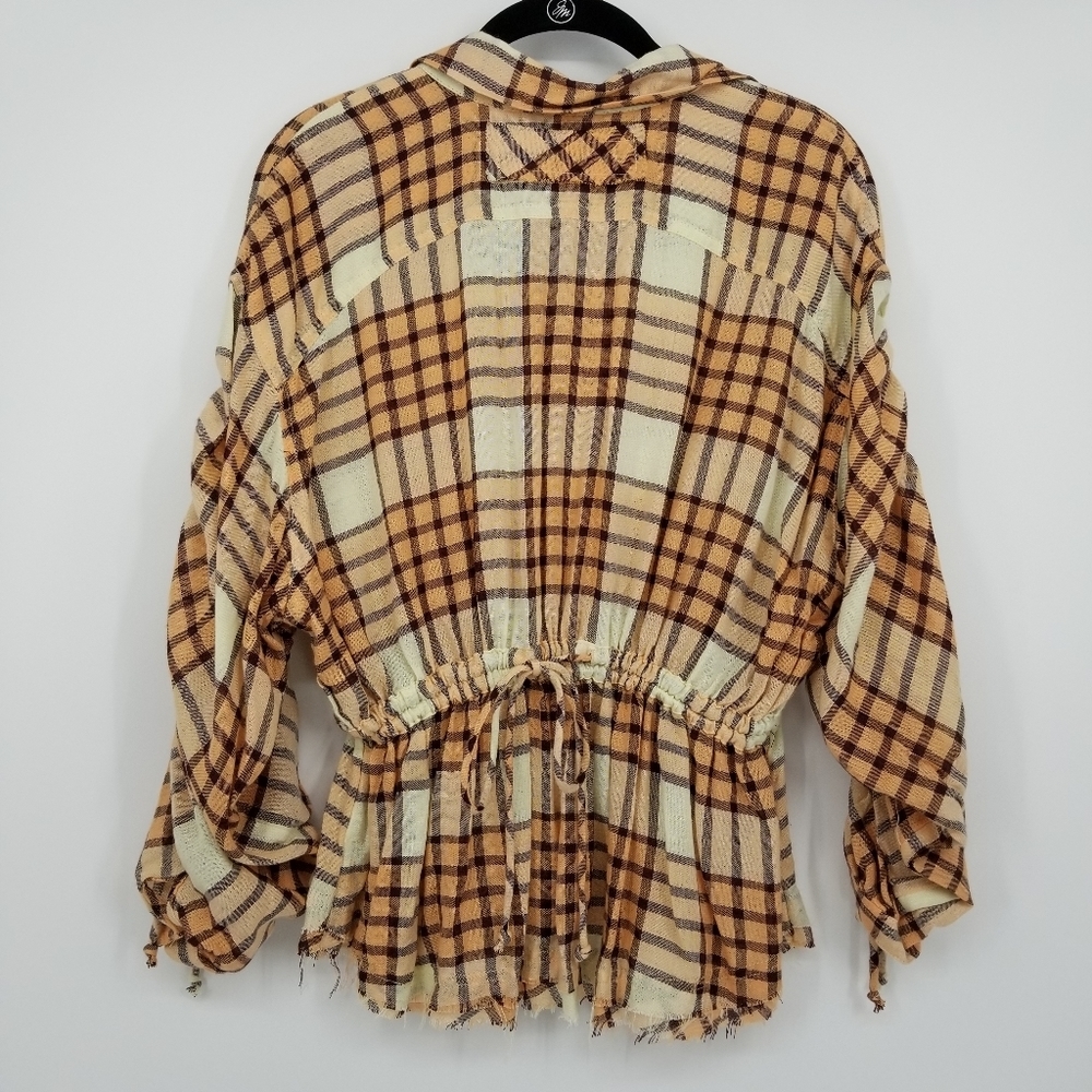 Free People | Pacific Dawn Plaid Button Tie Sleeve Top - Picture 4 of 9